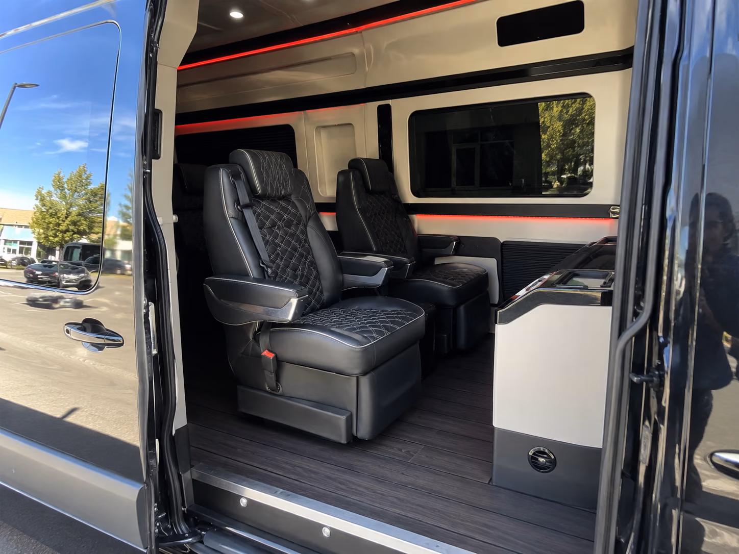 bridal party sprinter vans and minibuses for getting ready in olathe